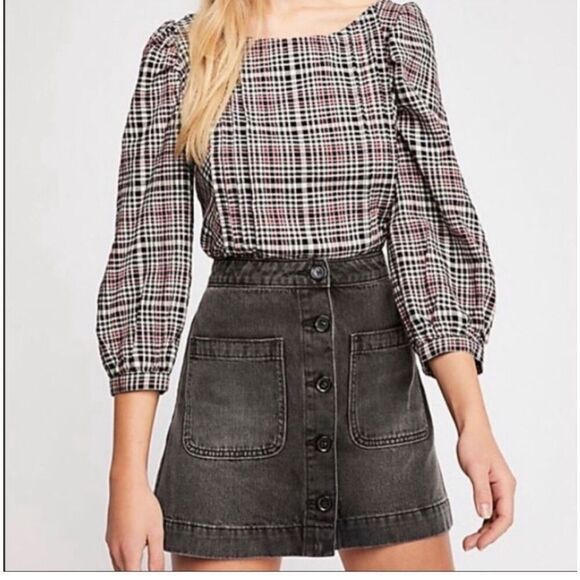 Free People Dresses & Skirts - Free People Don’t Get Me Wrong black denim skirt size 27